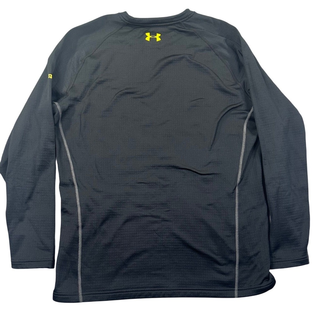 Under Armour Shirt Mens 2XL Black Base 3.0 Fitted Waffle Crew Neck Pullover Gym
